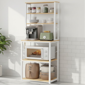 In Stock: Kitchen Pantry Storage Shelf - Oak White