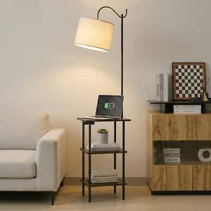 In Stock: Arched Etagere Floor Lamp with Side Table Shelf