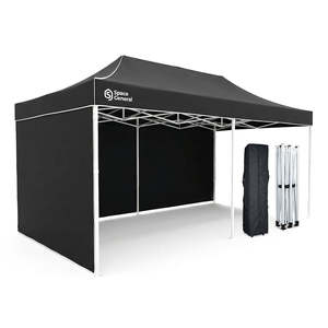 Pop Up Gazebo Commercial 3m x 6m with Roller Bag - Black