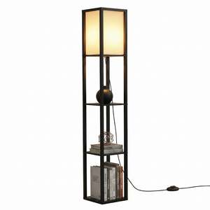 In Stock: Black Etagere Floor Lamp with 3 Storage Shelves