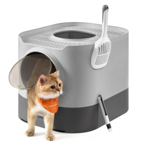 In Stock: Cat Litter Box XL with Lid - Grey
