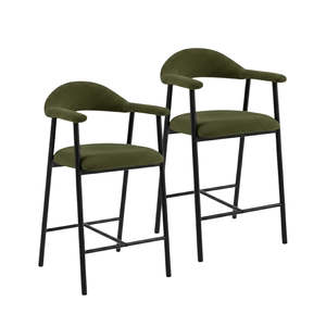 Pre Order: Huxley Scandinavian Bar Stools – Green (Set of 2)