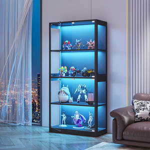 Pre Order: Terra Display Cabinet with Glass Doors & Lights - Black