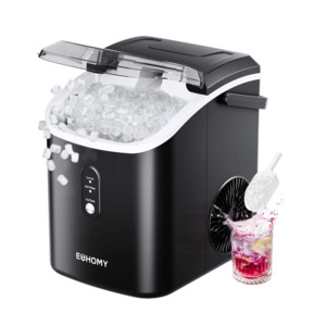 Euhomy Nugget Ice Maker Countertop with Handle – 15kg/24h, Self-Cleaning, 6-Min Fast Ice
