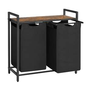 Baskets Hampers: Laundry Basket With 2 Compartments - Brown and Black