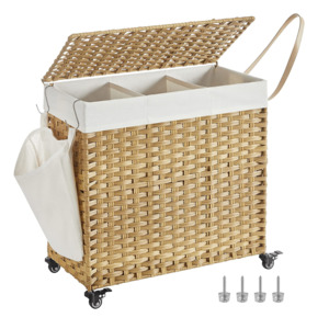Baskets Hampers: Rattan Laundry Separation Baskets 140L - Natural