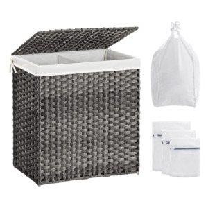 Rattan Laundry Hamper Large - Grey