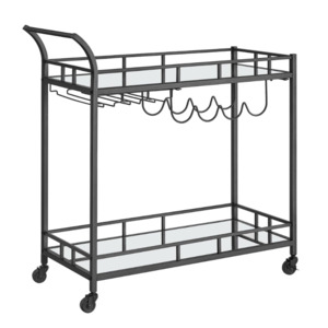 Nyla Bar Cart With Wine Holders - Black