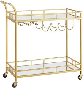 Trolley: Drinks Trolley Cart With Wine Holders - Gold