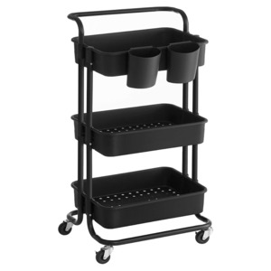 3-Tier Storage Trolley - Black