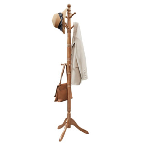 Solid Wood Coat Rack and Stand – Caramel Brown