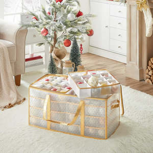 Christmas Ornament Storage Box Gold - 128 Slots