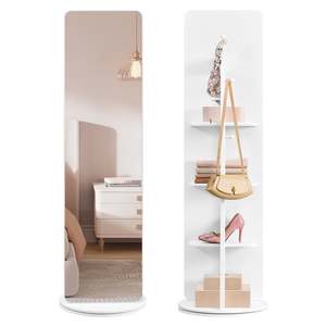 Songmics: Standing Mirror with Shelves & Hooks – Cloud White