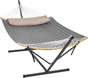 Songmics: Outdoor Backyard Hammock with Stand – Black & Grey