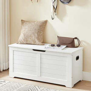 Holiday Storage: Large Storage Shoe Bench with Safety Hinges 184L – White
