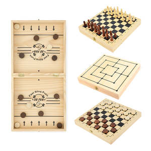 4-in-1 Game Set – Chess, Checkers, Noughts & Crosses, Sling Puck