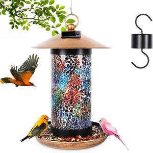 Space Essentials: Solar Mosaic Hanging Bird Feeder Lantern