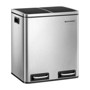 Holiday Storage: Dual 30 Liters Rubbish Bin(2 x 15L) - Silver