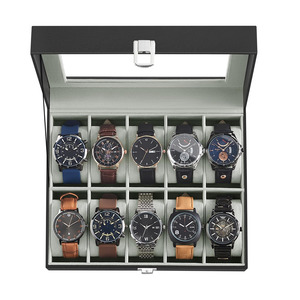 Holiday Storage: Watch Box With Glass Lid 10-Slot Black