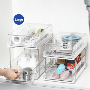 Pull-Out 2-Tier Sliding Cabinet Organiser - Large