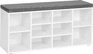Shoe Storage: Shoe Bench Storage Cabinet 104 x 30 x 48 cm - White