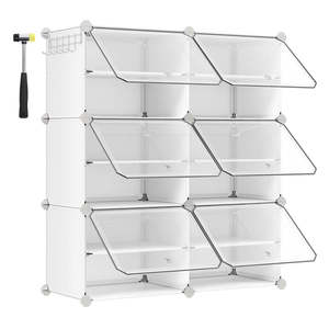 Shoe Storage: Cubes Shoe Organiser with Doors White (Set of 6)