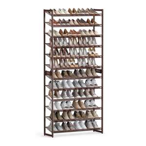 Shoe Storage: 12 Tier Metal Stackable Shoe Rack - Brown