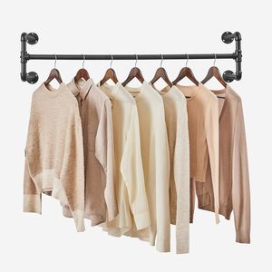 Garment Rack: Heavy Duty Black Iron Garment Bar (Set of 2)