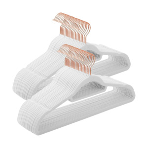 Velvet Coat Hangers White Rose Gold (Set of 50)