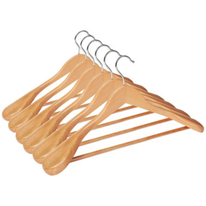 Coat Hangers: Wooden Suit Hanger with Rail (Set of 6)