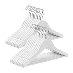 Coat Hangers: Kids Baby Wooden Coat Hangers White (Set of 20)
