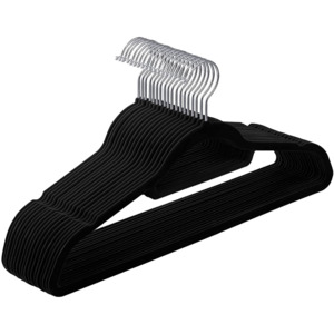 Coat Hangers: Velvet Coat Hangers Black (Set of 20)