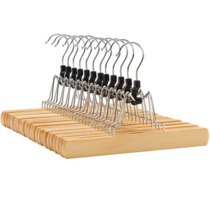 Coat Hangers: Wooden Non-Slip Pant Hangers (Set of 12)