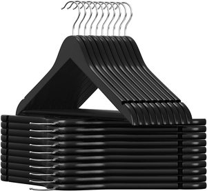 Coat Hangers: Wooden Coat Hanger Black (Set of 20)