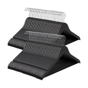 Wooden Coat Hanger Black (Set of 50)