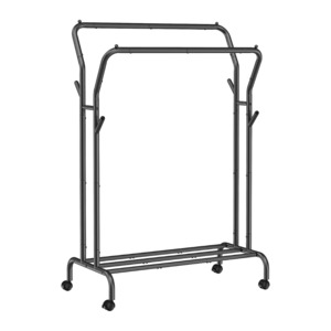 Garment Rack: Double Clothes Hanging Rail Black
