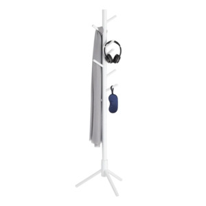 Garment Rack: Free Standing Solid Wood Coat Rack - White