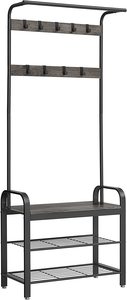 Garment Rack: Cambrie Hallway Storage Coat Rack - Grey & Black