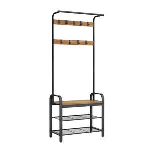 Cambrie Hallway Storage Coat Rack - Walnut & Black
