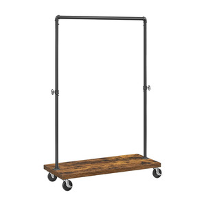 Garment Rack: Industrial Pipe Rolling Garment Rack Heavy Duty - Brown