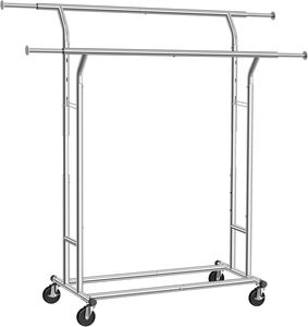Garment Rack: Heavy Duty Double Hanging Rails Metal Garment Rack Stand