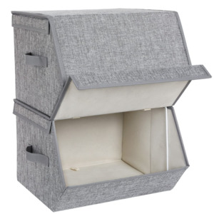 Wardrobe Organisers Accessories: Stackable Storage Boxes With Magnetic Hinged Lid (Set of 2)