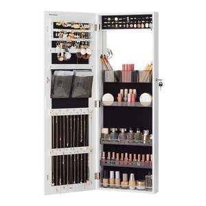 Jewellery Watch Storage: Jewellery Cabinet With Frameless Mirror - White