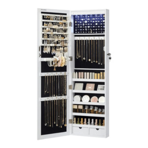 Jewellery Watch Storage: Jewellery Cabinet With LED Mirror - White