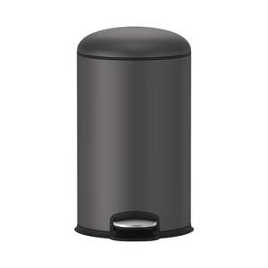 12L Rounded Pedal Rubbish Bin - Titanium Gray