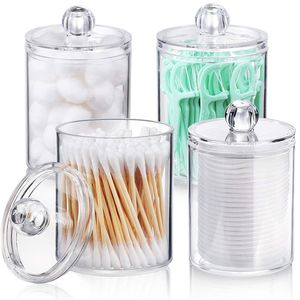 Laundry Bathroom: Cotton Swab Cotton Ball Jar with Lids (Set of 4)