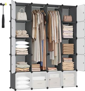 Wardrobes: Cube Storage Portable Wardrobe - Grey