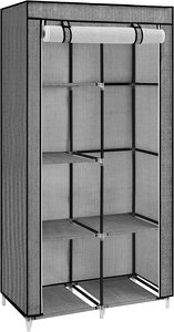 Portable Wardrobe With 6 Shelve - Grey