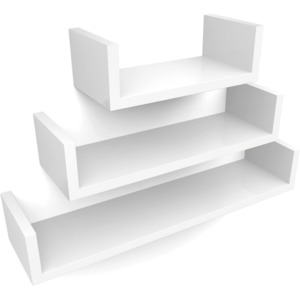 Wall Floating Shelves: Floating Wall Shelves White Large (Set of 3)