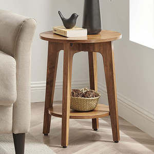 Karla Side Table With Lower Shelf - Rustic Walnut